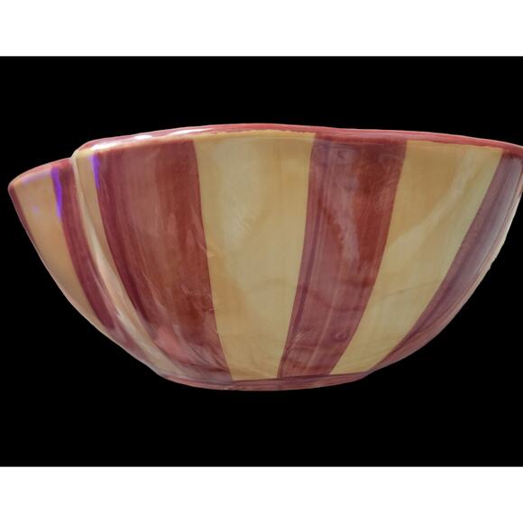 Gail Pittman Hand-Painted Canoe-Shaped Bowl – Striped Sides, Great Condition - Picture 9 of 11